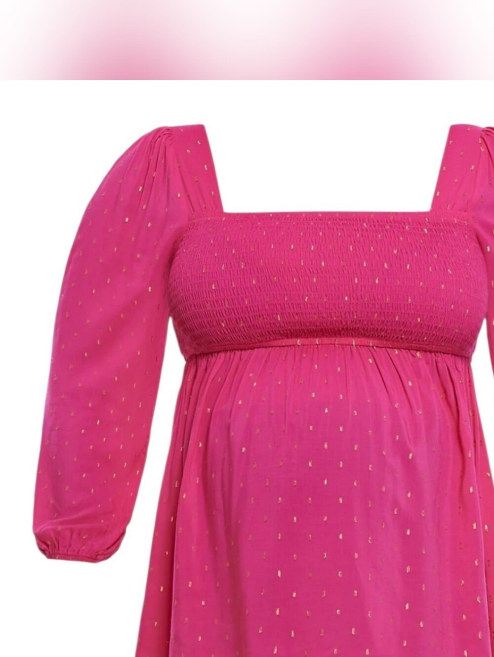 Motherhood Maternity Pink Smocked Baby Doll Blouse Size S Empire Waist Top
